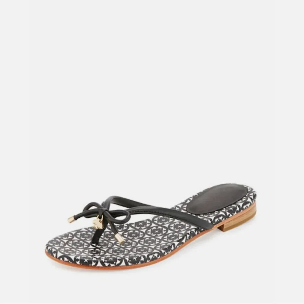 NWOB Kate Spade New York Mistic Bow Flat Thong Leather Sandal